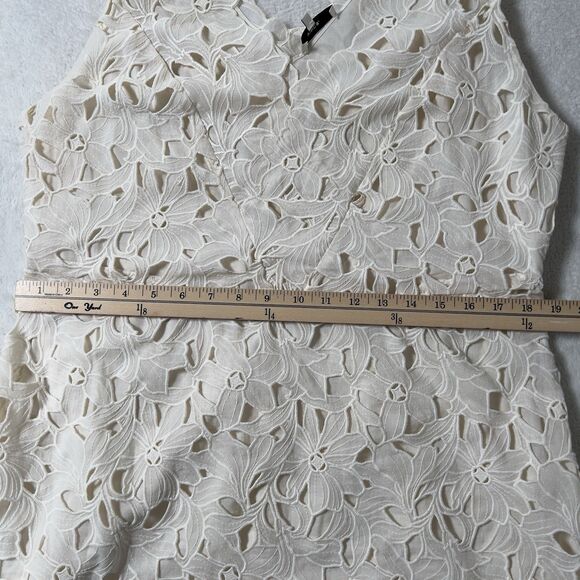 Vince Nouveau Cotton Lace Midi Dress Sz 12 Cream V-Neck Sleeveless - Picture 16 of 16